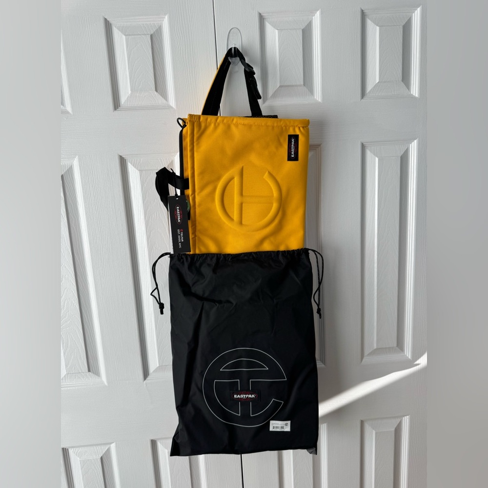 Telfar x Eastpak Yellow Black Medium Tote Backpack Detachable Shoulder Strap